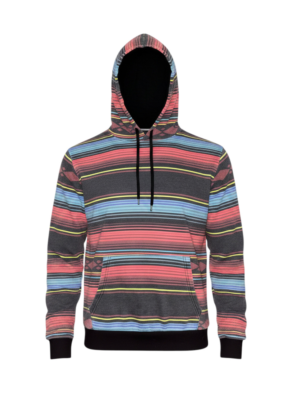 Forever 21 Men Serape Striped Multi-Color Pullover Hoodie